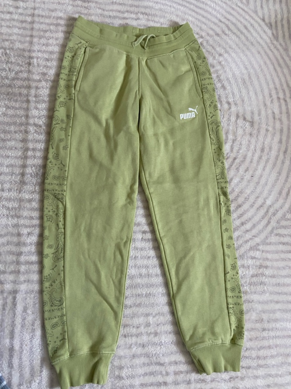Puma Green Paisley-Trim Kids Jogger Pants